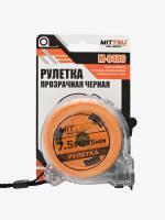 Рулетка прозрачная черная 7,5м «MITTSU» М8486 (1*12)(1*60)
