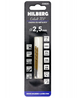 Сверло по металлу 2.5*30*57мм (2шт) Hilberg Cobalt 5% TOP CO025