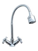 Смеситель для кухни двухвентельный с гибким излив с перек.»LIMAN» L4108 TZH REFLECTOR-WSL-722 (1*10)