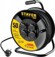 STAYER RX-325, КГ, 3 х 2.5 мм2, 50 м, 4000 Вт, IP44, силовой удлинитель на стальной катушке (55076-50)