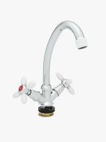 Смеситель для кухни Двухвентельный белые ручки «MITTSU» M2052W (1*2) (1*20)
