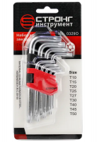 Набор шестигранных ключей TORX из 9 предметов "О" (T10-T50мм) Strong СТП-92300003