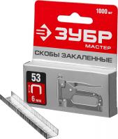 ЗУБР скобы тип 53 (A/10/JT21), 6 мм, калибр 23GA. 1000 шт (31625-06)