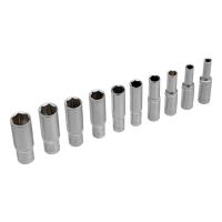 Набор удлиненных торцевых головок 1/4, шестигранные, CrV, 10 шт, 4-13 мм Stels