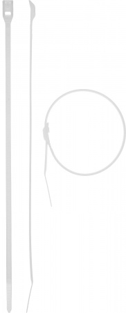 ЗУБР КОБРА, 4.6 x 370 мм, нейлон РА66, 25 шт, белые, кабельные стяжки с плоским замком, Профессионал (30930-46-370)
